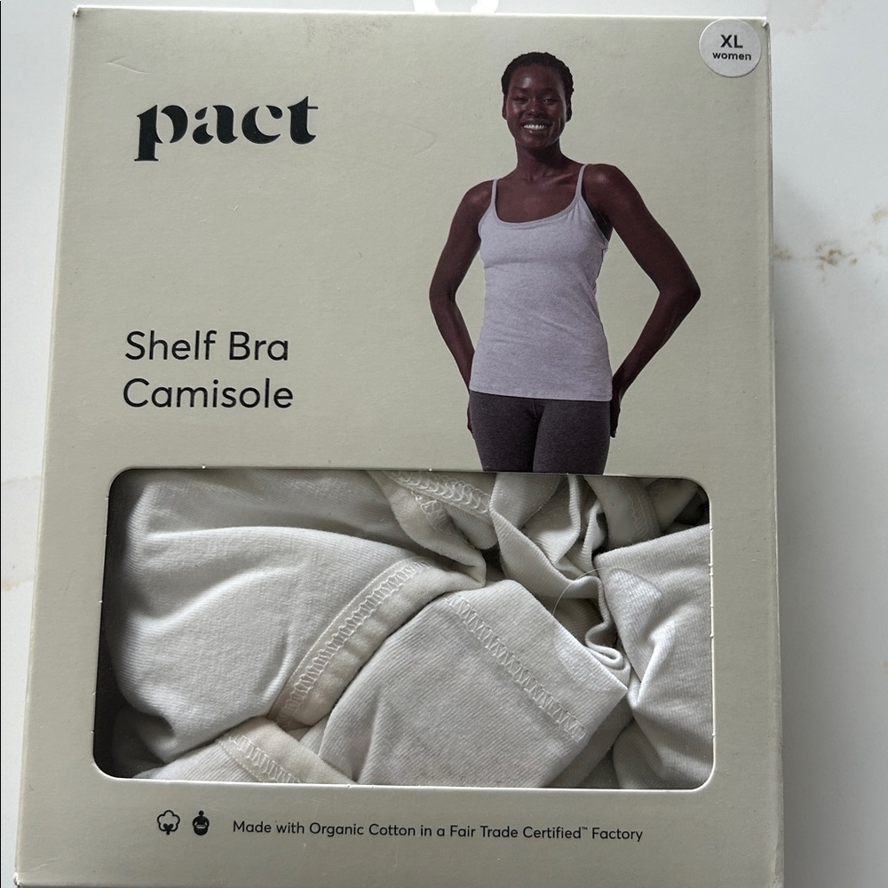 Pact Everyday Shelf Bra Camisole in white XL